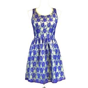 Mac & Jac S lace overlay dress blue green